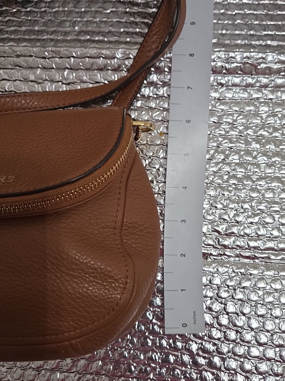 MICHAEL KORS Tan Pebbled Leather Crossbody Saddle Bag - Picture 7 of 10